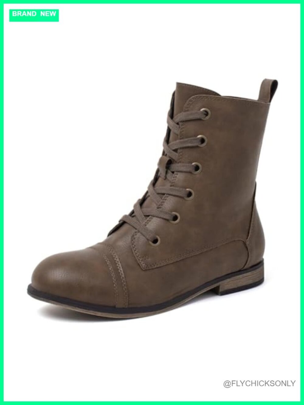 katliu Women's Flat Combat Boots Lace Up Ankle Boots